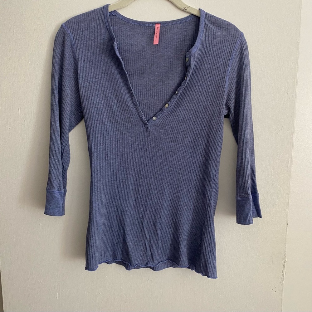 Comfy ribbed purple cotton eight sixty henley